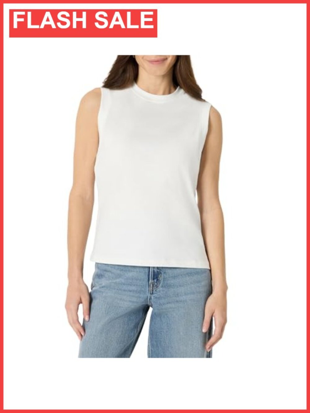 Women's Relaxed Fit Cotton Muscle Tee Ribbed Crew Neck Sleeveless Tank